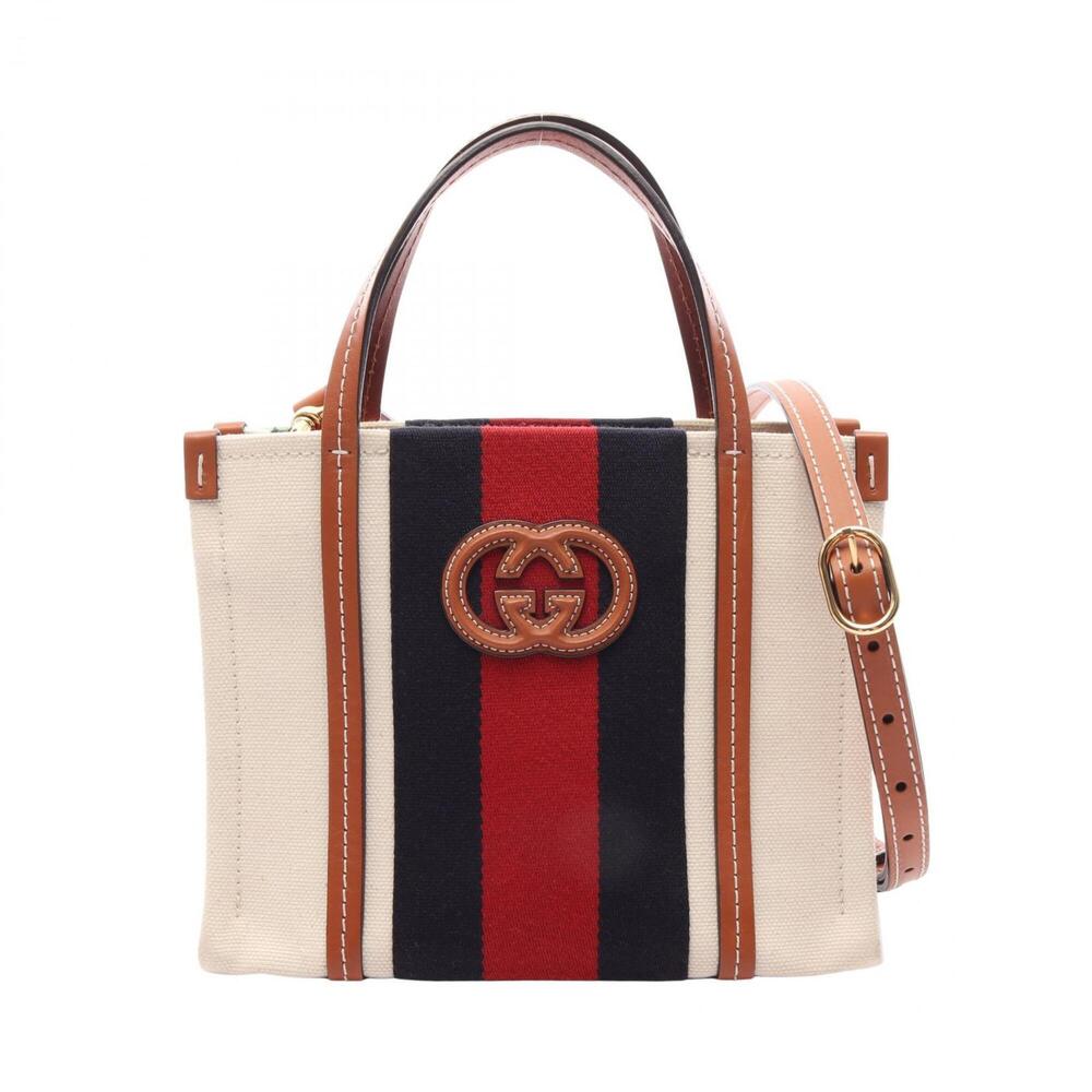 Gucci Interlocking G Mini 2-Way Tote Bag/Handbag, Canvas and Leather, Women's...